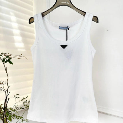 2025 Summer New Women's Simple and Versatile Slim Fit Sleeveless Vest Solid Color Sports Top
