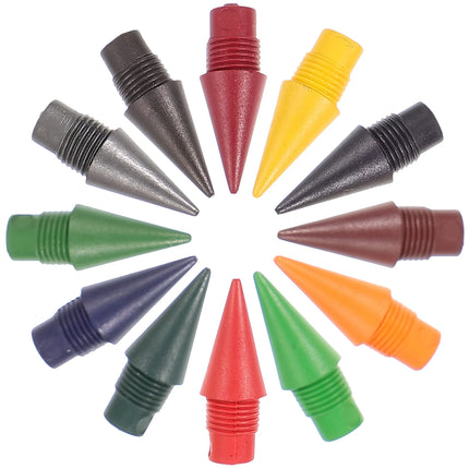 12 Pcs Colored Pencil Heads Everlasting Refill Infinite Replaceable Nibs Writing Supplies Students Artists School Office Pens