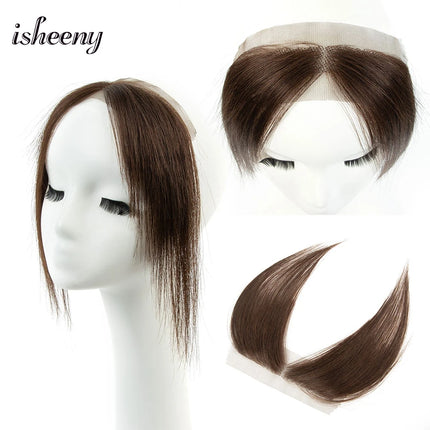 isheeny Lace Human Hair Sided Bangs 25cm Natural Straight Hair Bangs Hair Pieces 6 Colors Available Black Brown Blonde Hair