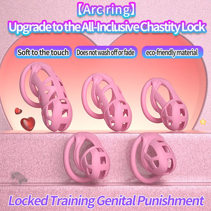 Male Chastity Cage Device Lock Belt Set Flat And Curved Rings ABS Material Removable Metal Lock Training Urethral Opening