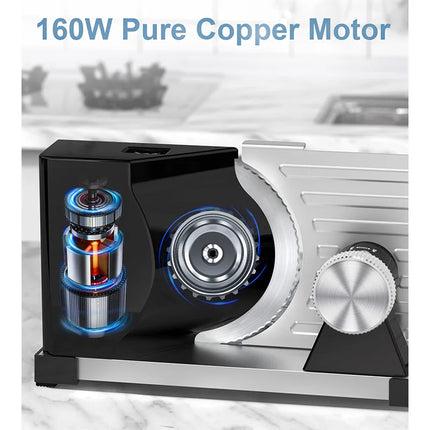 220V Electric Meat Slicer  Commercial-Grade Stainless Steel Blade for Frozen Meat/Cheese/Bacon Quiet Motor & Child Lock