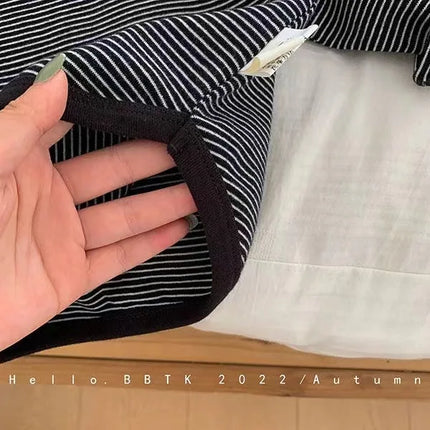 Children's Spring Autumn Long Sleeved T-shirt Boys Girls Korean Striped Children's Base Layer Shirt Baby Simple Top