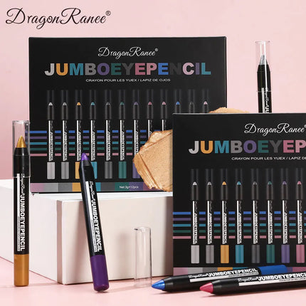 12Pcs Highlighter Eyeshadow Pencil Set Waterproof Glitter Eye Shadow Lying Silkworm Makeup Pigment Cosmetics White Eyeliner Pen