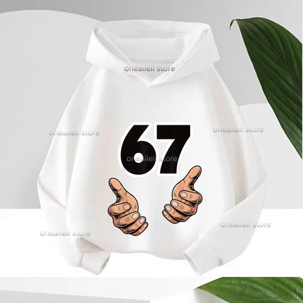 Long Sleeve Graphic Funny 67 Cute Children's Hoodies Hooded Sweatshirt Casual Fashion Novelty Fleece Boy Girl Kid Warm Pullover