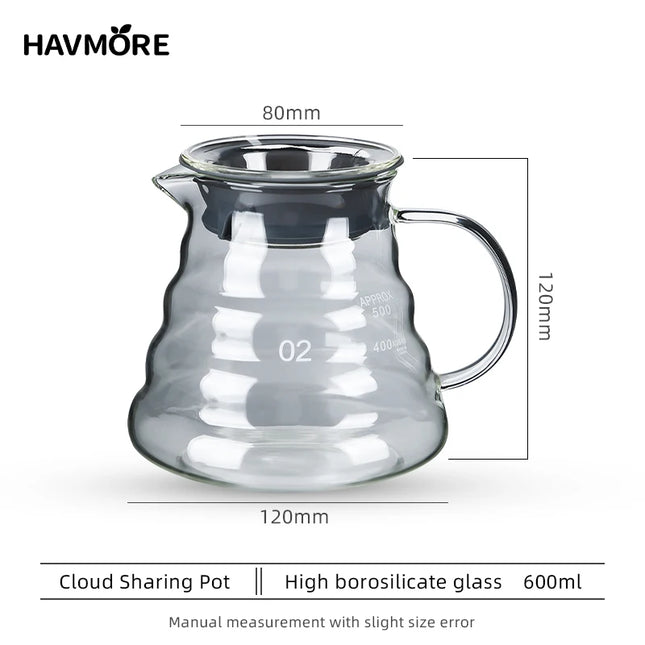 Heat Resistant Borosilicate Glass Hand Drip Coffee Pot Carafe Share Pot Pour Over Coffee Server Drip Coffee Pot
