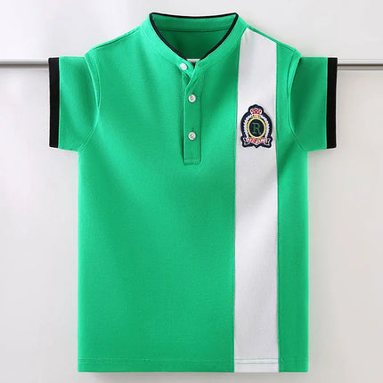 Boys Polo Shirts Short-sleeve T-shirts for Kids Color Blocking 2024 Children Tops Teenager Blouse Baby Outerwear Clothing 4-14T