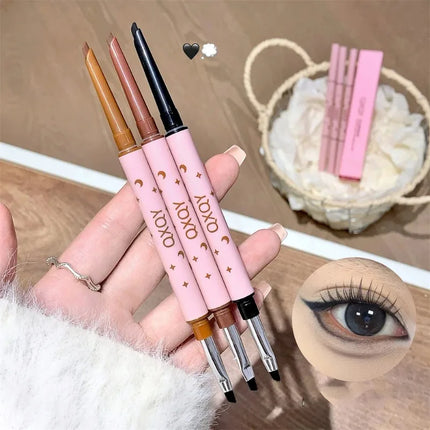 2 in 1 Punk Red Eyebrow Eyeliner GelPencil with Angled Brush Smudge-Proof Waterproof Smooth for Brow & Lying Silkworm Eye Makeup