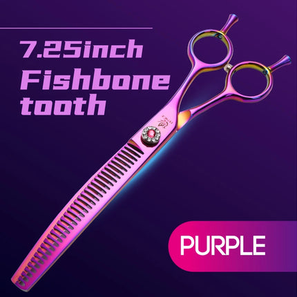 Fenice Professional JP440c 7 inch High quality Pet dog Grooming Scissors Curved thinning Shears Chunker Thinner Scissors