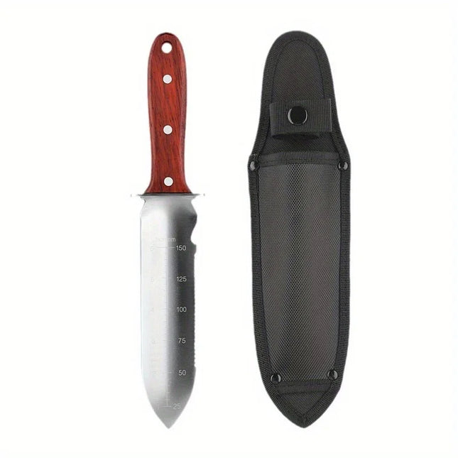 1Pc Professional Hori Hori Garden Knife with Sheath Protective Handguard Stainless Steel Blade for Weeding Digging Pruning