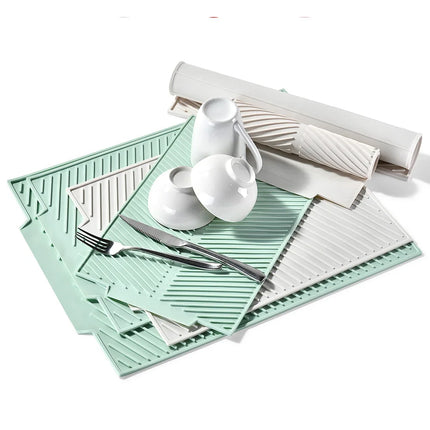 1Pc Silicone Dish Drying Pad Non-Slip Dish Drying Mats Pots Dish Drain Mat Tableware Folding Dish Pad Kitchen Utensils