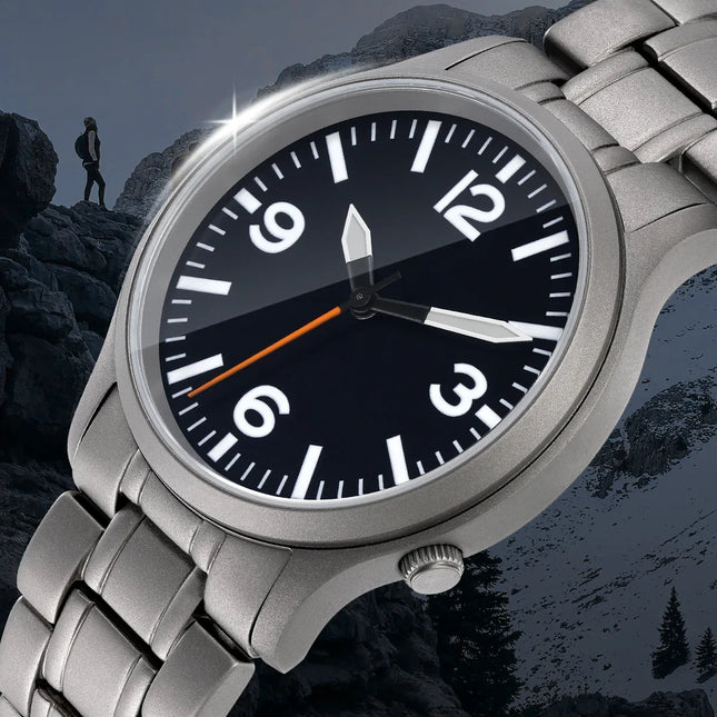 BERNY Full Titanium Watches for Men Super Luminous Sapphire Sports Field Quartz Men's Watch VH31 Wristwatch 5ATM Easy Read