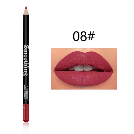 12 Color Nude Matte Lipstick Pencil Long-lasting Waterproof Lip Pencil High Pigmented Lip Liner Lips Makeup Tool Lip Contouring