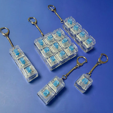 1PC Keyboard Fidget Toys LED Crystal Keycap Keychain Stress Relief Fingertip Gadget Decompression Toys Clicker Fidget Toy