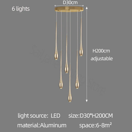 Modern Lighting Gold-Plated Chandelier Minimal Design Luxury Living Room Lamp Restaurant Kitchen Chandelier Led Stair Chandelier