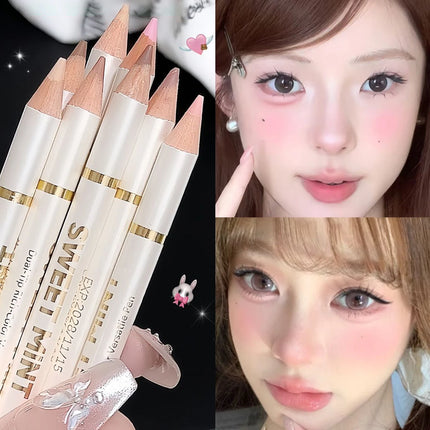 2-in-1 Apricot Pink Matte Under Eye Pencil Aegyo Sal Matte White Highlighter Lying Silkworm Pen Eye Makeup Easy To Use Eyeshadow