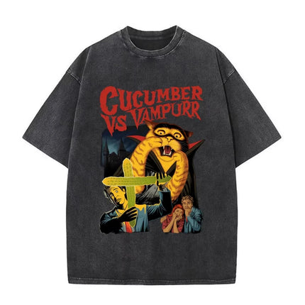 Funny Cat The Return of Vampurr Graphic T-shirt Men Women Cotton Short Sleeve Horror Halloween T Shirt Casual Clothing T-shirts