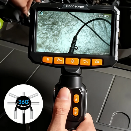 360 Articulating Borescope 1080P 6.0mm 4.3inch LCD Monitor Industrial Inspection Camera With 2 Way Articulation For Automotive