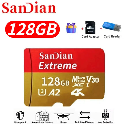 Original 512GB Micro TF Card V30 Class10 128GB Flash Card 256GB Memory Card for Surveillance/PC/MAC