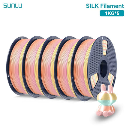 SUNLU 5KG 3D Printer Shiny Silk PLA Filament 1.75mm 1000g 3D Printer Neatly Wound 3D Filament for 3D Printer& 3D Pen