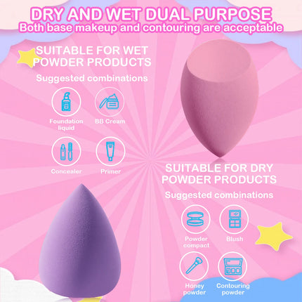 MINISO Love Bear Series Makeup Powder Puff Set, Wet and Dry Dual Use Makeup Egg, Durable and Easy to Apply