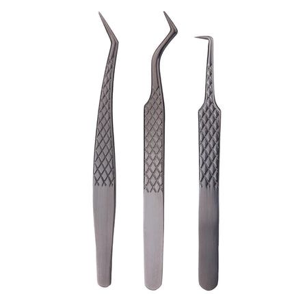 1pc/2/4/6pcs 3.0 Black Lash Tweezers for Eyelash Extensions Diamond Grip 90 Degree Tip Volume Lash Extension Tweezers