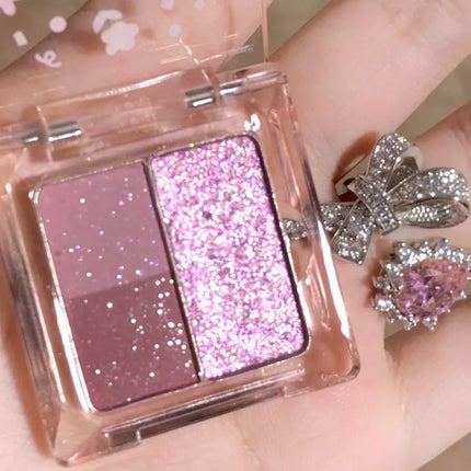 Ice Grape Pink Purple Eyeshadow Palette Sequin Pearlescent Whitening Eye Shadow Palette Waterproof Glitter Powder Set Portable
