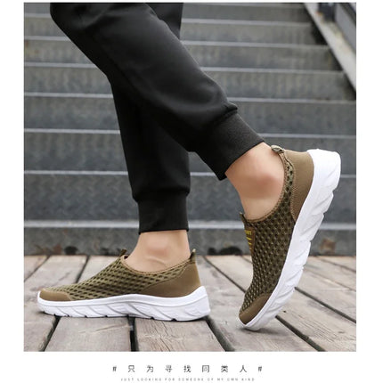 YRZL Lightweight Men Casual Shoes Breathable Slip on Male Casual Sneakers Anti-slip Men's Flats Outdoor Walking Shoes Size 39-46
