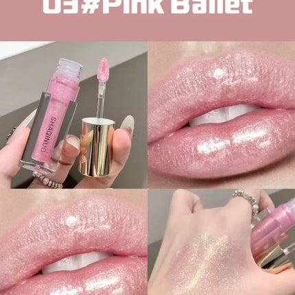 SHAQINUO Glittering Mirror Lip Glaze Set, Watery Shimmering Light Lip Gloss Makeup 6 Color, Hydrating Moisturizing, Long Lasting