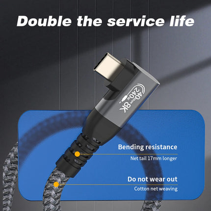 Thunderbolt USB 4 90 Degree Angle Cable 40Gbps USB4 Elbow Type C Thunderbolt3 4 Data Transfer Cable USB C PD240W Fast Charging