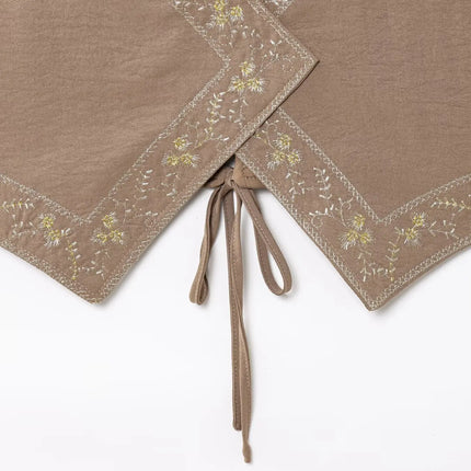 HH Women's Summer Sexy Sling Tops Light Brown V-Neck Sleeveless Embroidery Lace-Up Decoration Fashion Short Tops