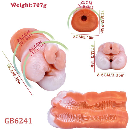 GEEBA Realistic Male Masturbator Soft Silicone Pocket Pussy Adult Sex Toy for Men Reusable Men Stroker Cup Strong Suction Sleeve