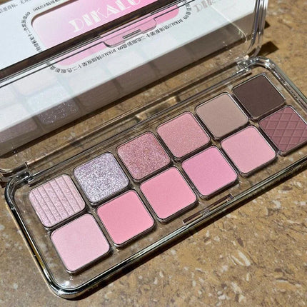 12 Colors Eye Shadow Palette Low-saturated Earth Pink Purple Eyeshadow Glitter Shimmer Matte Lying Silkworm Eye Shadow Makeup