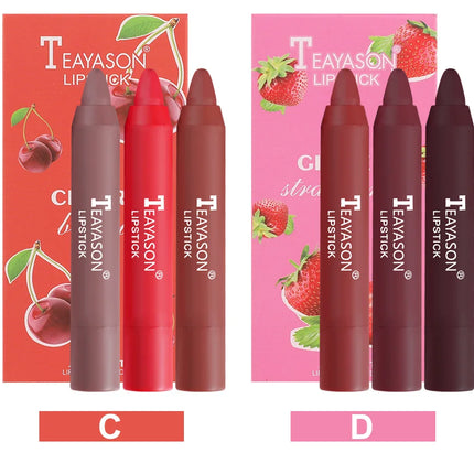 Matte Lipstick Set 3pcs Waterproof Long Lasting Velvet Nude Red Tint Natural Makeup Cosmetic Beauty Sexy Pen