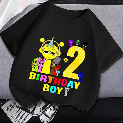 Sprunki Boys Girls 1-9 Years Birthday Children T-shirt Incredibox Cotton Kids Clothes Cute Cartoon Game Graphic Tops Party Gift
