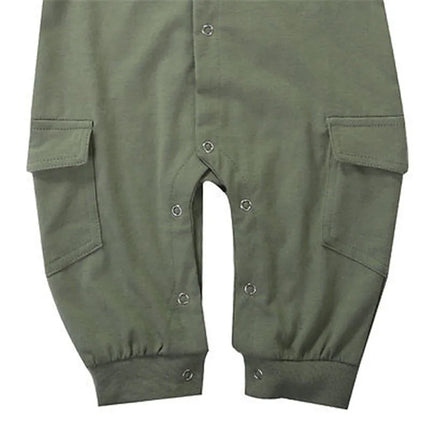 6-24months Baby Boys 2pcs Outfit Long Sleeve Pilot Romper + Cap Army Green Jumpsuit For Infant Boys Spring Autumn Playsuit