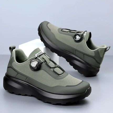 Men's Camping Running Sports Shoes with Lightweight Comfortable Versatile Studded Sole, Solid Color Mountaineering Sneakers