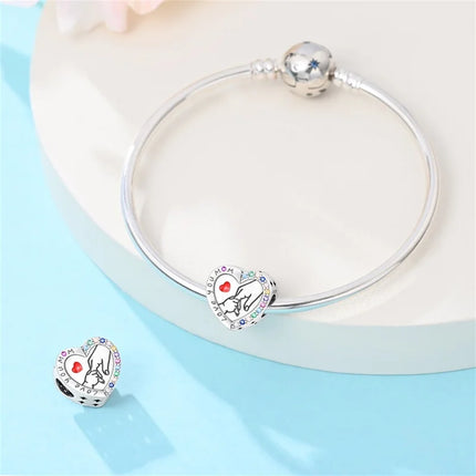 Original 925 Sterling Silver Charms Beads Cute Mushroom Unicorn Love Wings Pearl Charm for Bracelet Pendant Woman Girl Jewelry