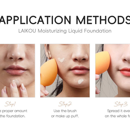 LAIKOU Liquid Foundation Multiple Shades Hydrating Natural Finish Creamy Full Coverage Makeup Base Long Lasting Wear 30ml