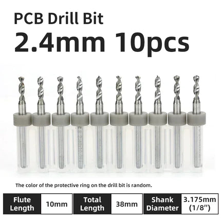 PCB Drill Bit 10pcs Tungsten Steel Micro Diameter Drill Bit Set 1/8 "Fixed Handle Mini Cnc Drill Bit 0.1-3.175mm