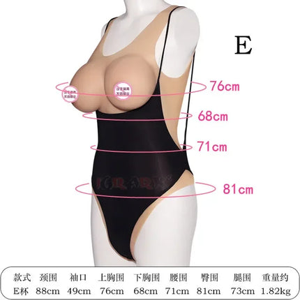 Silicone Bodysuit Artificial Breastplate Sexy Female Tits Fake Boobs Shemale Chest Crossdressing Cosplay Sex Toys For Women Men