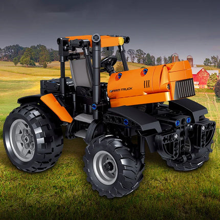 372 Piece Bricks Classical Tractor Truck Car Set Technical City Model Building Blocks Boy Birthday Gifts Kids Toys For Children