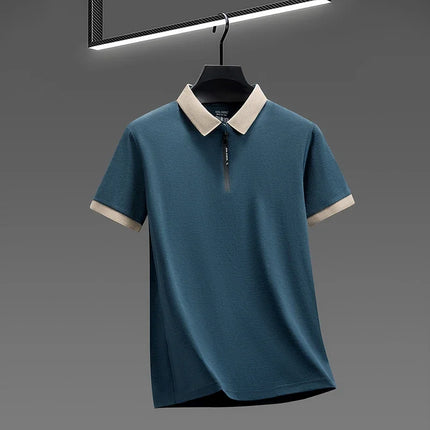 2026 New Men's Quarter Zip Polo Shirt Cool Breathable Fabric Short Sleeve Top For Office And Daily Activities