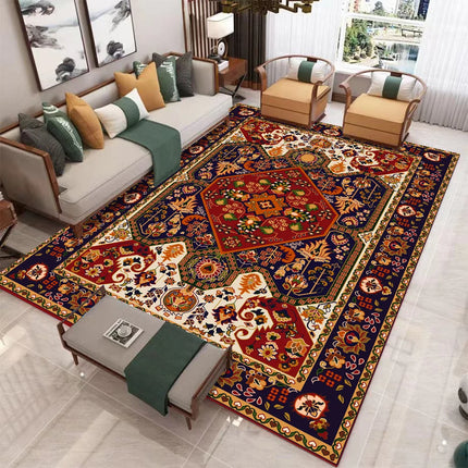 European Retro Large Carpet for Living Room Luxury Decoration Rug Non-slip Bedroom Cloakroom Washable Soft Mat