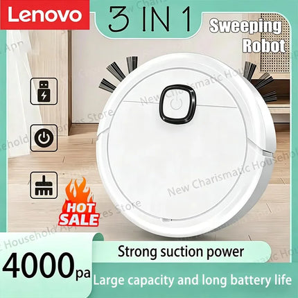 Lenovo 3-in-1 Smart Sweeping Robot Vacuum Mop 4000pa Strong Suction Washable Mop For Pet Hair Hard Floor Ideal Home Kitchen Room