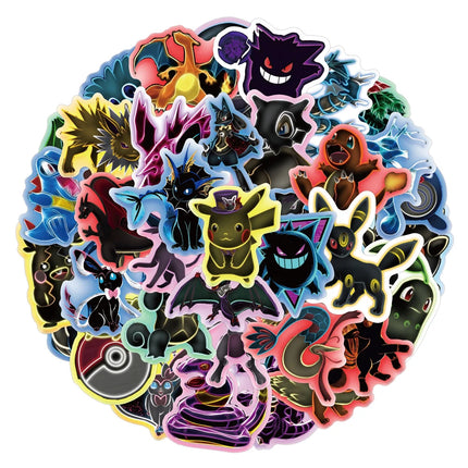 50pcs Cute Cartoon Anime Pokemon Stickers Kids Toys Kawaii Poke Ball Pikachu Decals Skateboard Laptop Waterproof Sticker