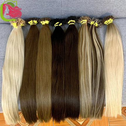 100% Human Hair for Women Straight Keratin Flat Tip Capsule High Quality Flat Tip Hair Extension Human Hair Natural 613# Ombre