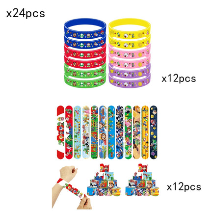Super Mario Theme Birthday Party Supplies - Favors Gifts Stamps Bracelets Stickers Gift Bag Pinata Fillers Christmas Decoration