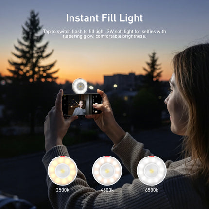 TELESIN Magnetic Smartphone Flashlight Mini Selfie Light Adjustable Brightness Compatible with iPhone  Xiaomi Huawei Samsung