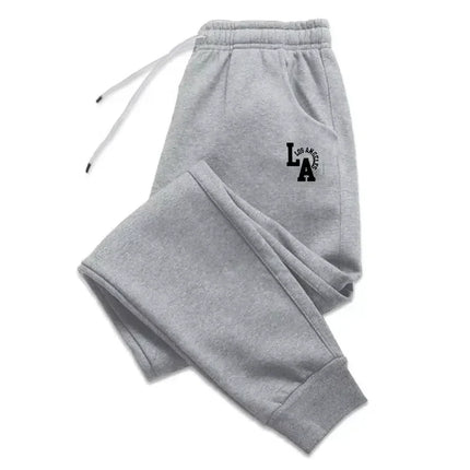 Men's solid color printed LA sports pants multifunctional casual running fitness daily wear sports pants ZYWK001