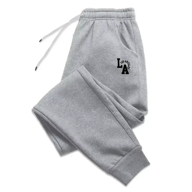 Men's solid color printed LA sports pants multifunctional casual running fitness daily wear sports pants ZYWK001